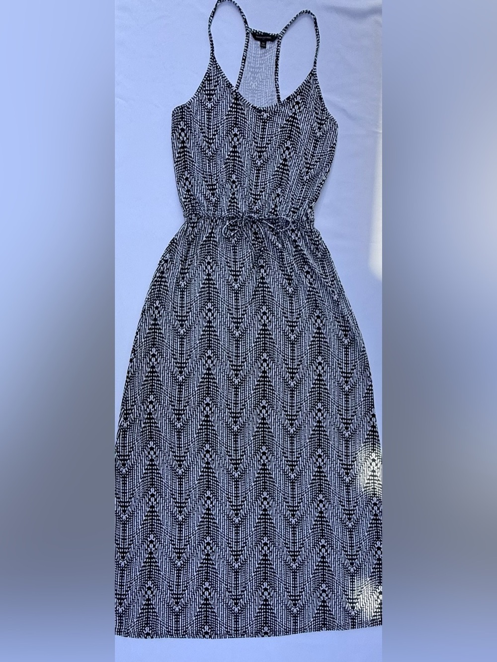 Banana Republic Chevron Print Racerback Maxi Dress XS Black White - Picture 5 of 7